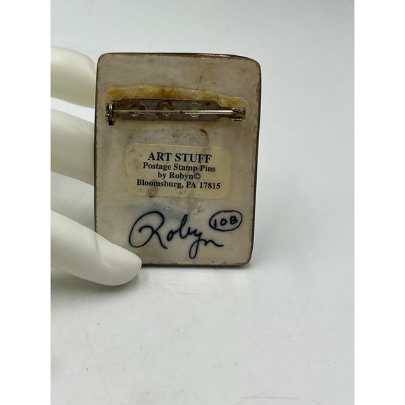 Art Stuff by Robyn 1958 Gardening & Horticulture Postage Stamp Brooch - Picture 5 of 10